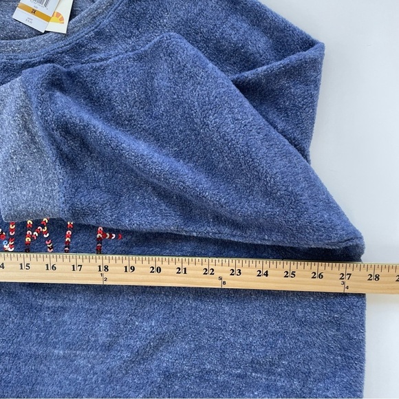 C&C California Women's Blue TWINKLE TWINKLE Sequin Fleece Sweatshirt Size 3X NWT - Picture 7 of 8